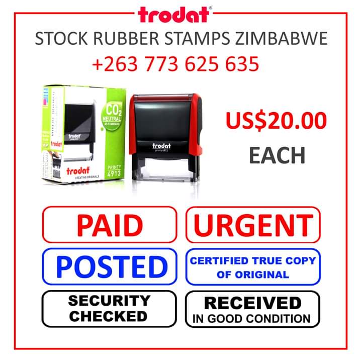 Office Stock Rubber Stamps in Harare +263773625635 